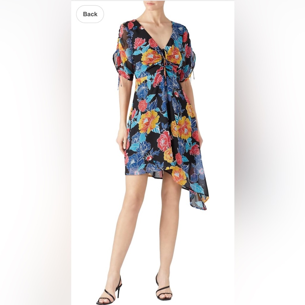 Slate and Willow Floral Asymmetrical Hem Dress. Size S